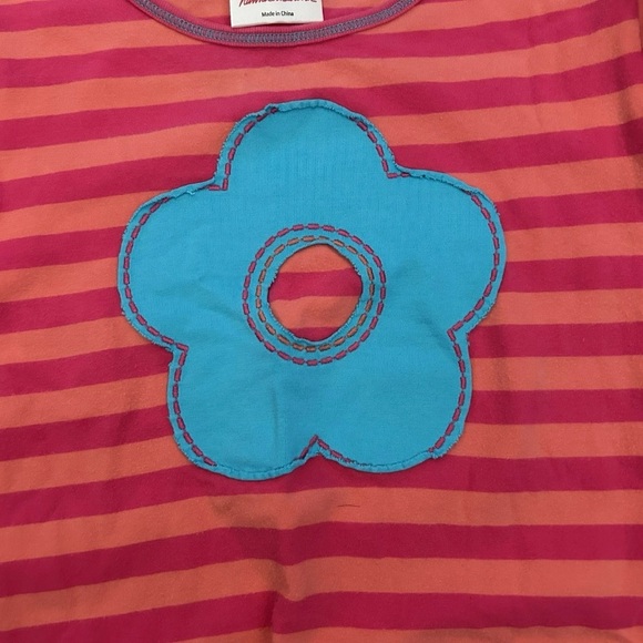 Girls Hanna Andersson Long Sleeved Striped Ruffle Pink And Orange Dress Size 160 - Picture 3 of 4